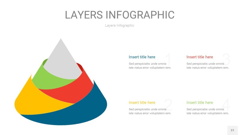 四色3D分层PPT信息图31