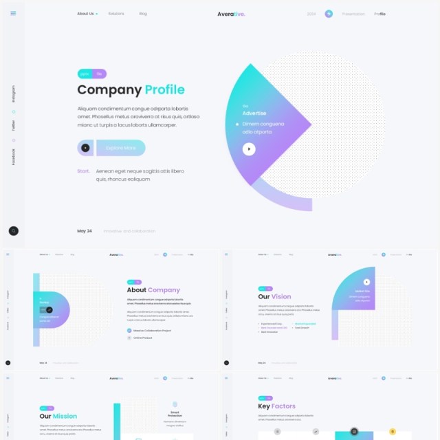 渐变简约公司简介产品宣传介绍PPT模板(无图可插图)Averative - Company Profile 渐变简约公司简介产品宣传介绍PPT模板(无图可插图)Averative - Company Profile