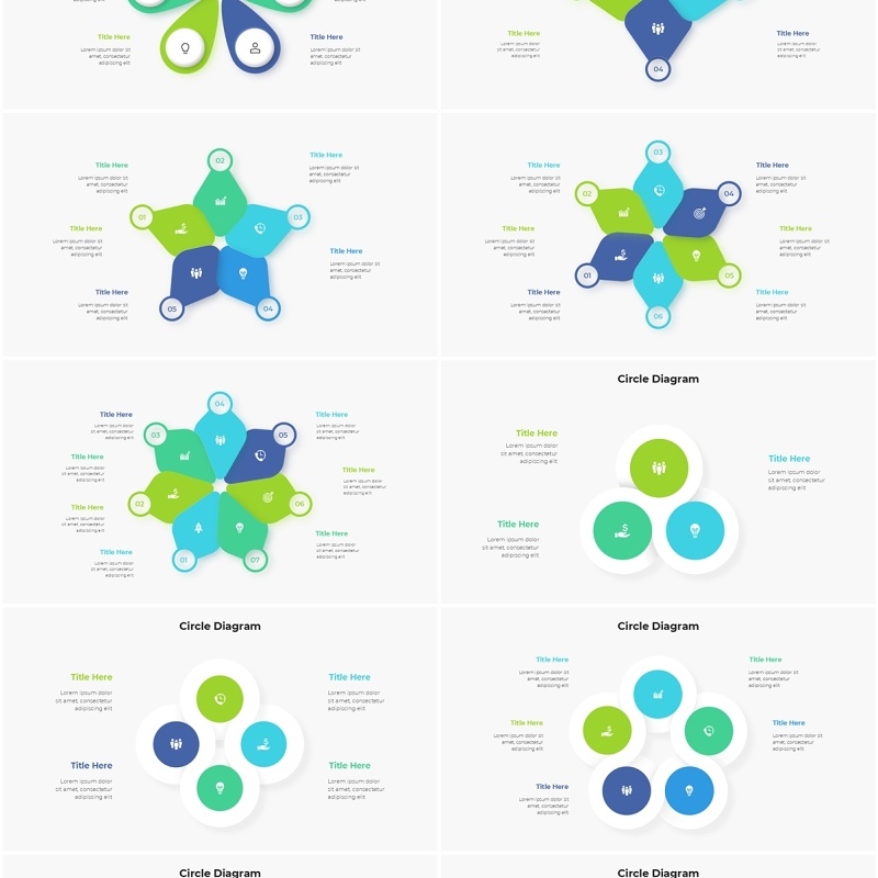 圆形图三角形信息图PPT模板Animated_Diagrams_Infographic_[Light]