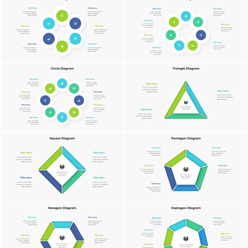 圆形图三角形信息图PPT模板Animated_Diagrams_Infographic_[Light]