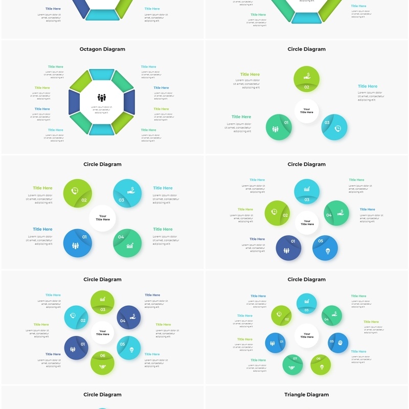 圆形图三角形信息图PPT模板Animated_Diagrams_Infographic_[Light]