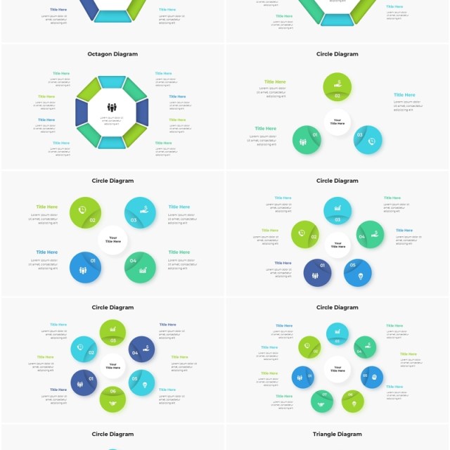 圆形图三角形信息图PPT模板Animated_Diagrams_Infographic_[Light]