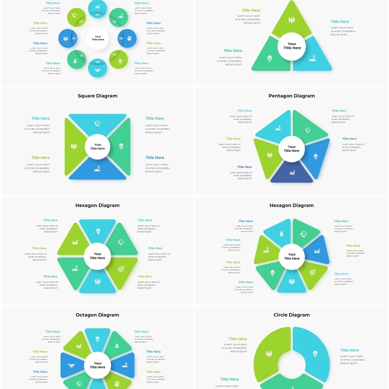 圆形图三角形信息图PPT模板Animated_Diagrams_Infographic_[Light]