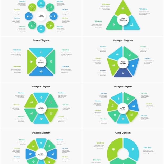 圆形图三角形信息图PPT模板Animated_Diagrams_Infographic_[Light]