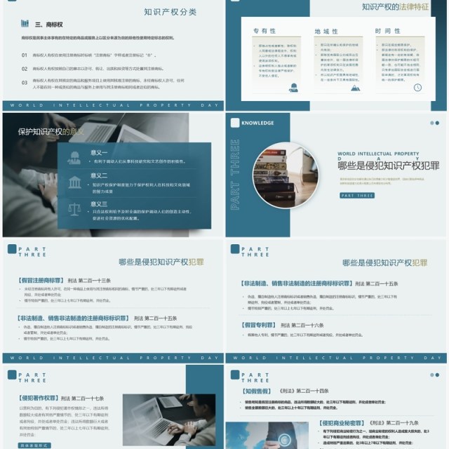 蓝色简约风世界知识产权日PPT模板 蓝色简约风世界知识产权日PPT模板