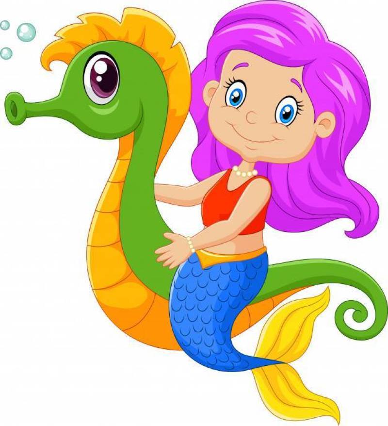 Cute mermaid with Seahorse