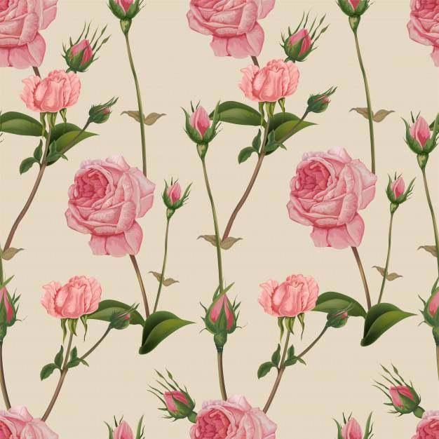 Pink rose seamless pattern ,retro style