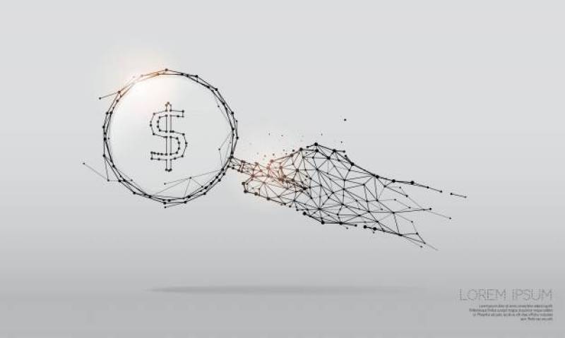 多边形和几何艺术 - 手放大玻璃