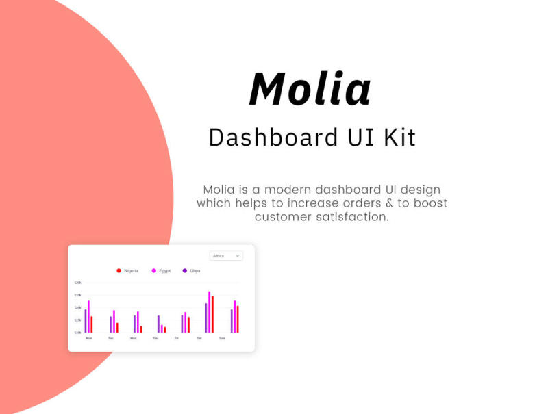 用于Sketch的Light＆Dark Web仪表板UI工具包 Molia仪表板UI工具包