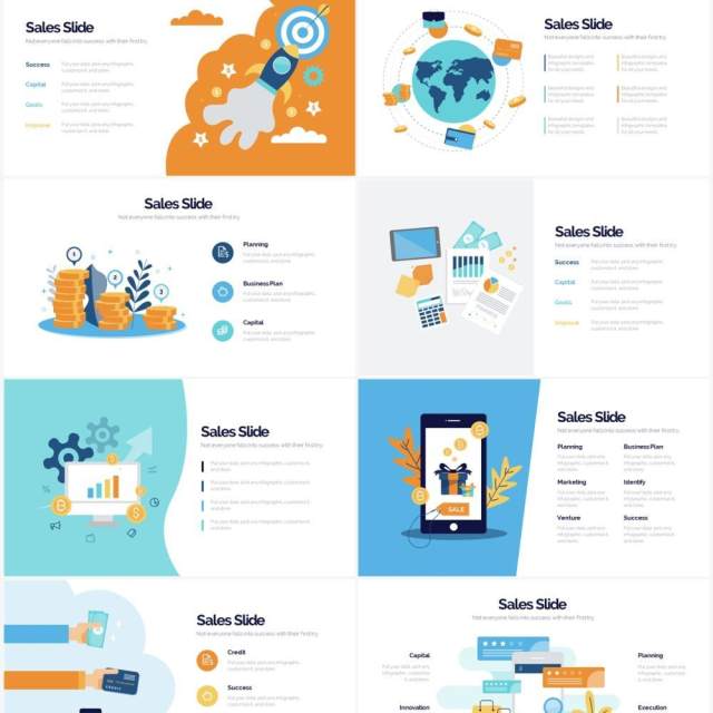 创意插画销售汇报PPT信息图形素材Sales Powerpoint Infographics 创意插画销售汇报PPT信息图形素材Sales Powerpoint Infographics