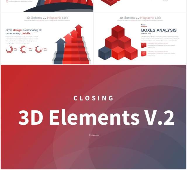 11套色系三维台阶漏斗图PPT信息图表素材3D Elements V.2 - PowerPoint Infographics