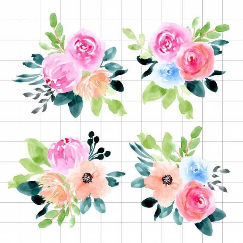 Watercolor floral arrangement collection