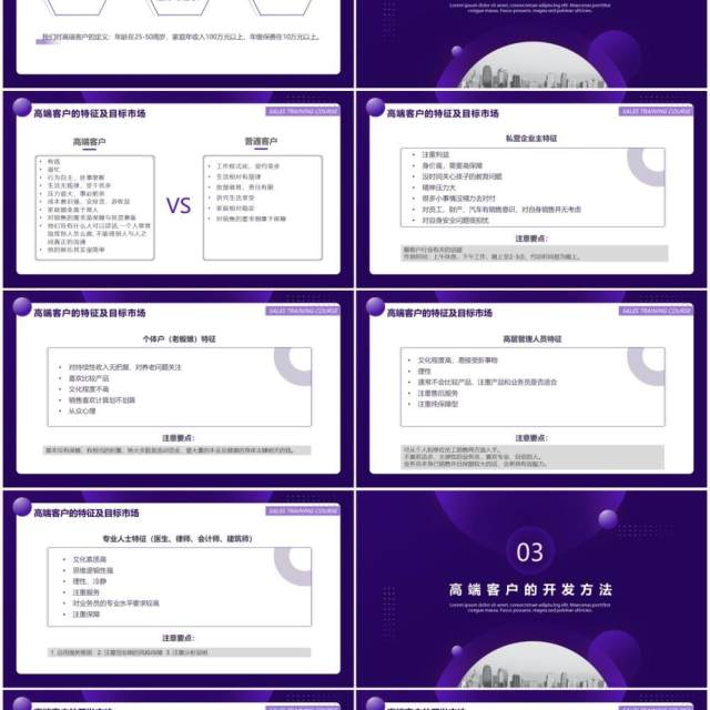 紫色商务风企业销售培训高端客户的开拓与经营系列课程PPT模板 紫色商务风企业销售培训高端客户的开拓与经营系列课程PPT模板