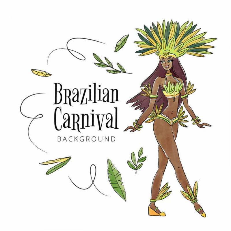 有叶子的性感和热带巴西舞蹈家