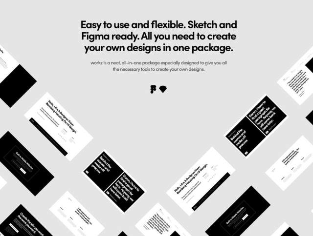 素描的figma UI工具包，网站模板，Workz网站模板的UI套件