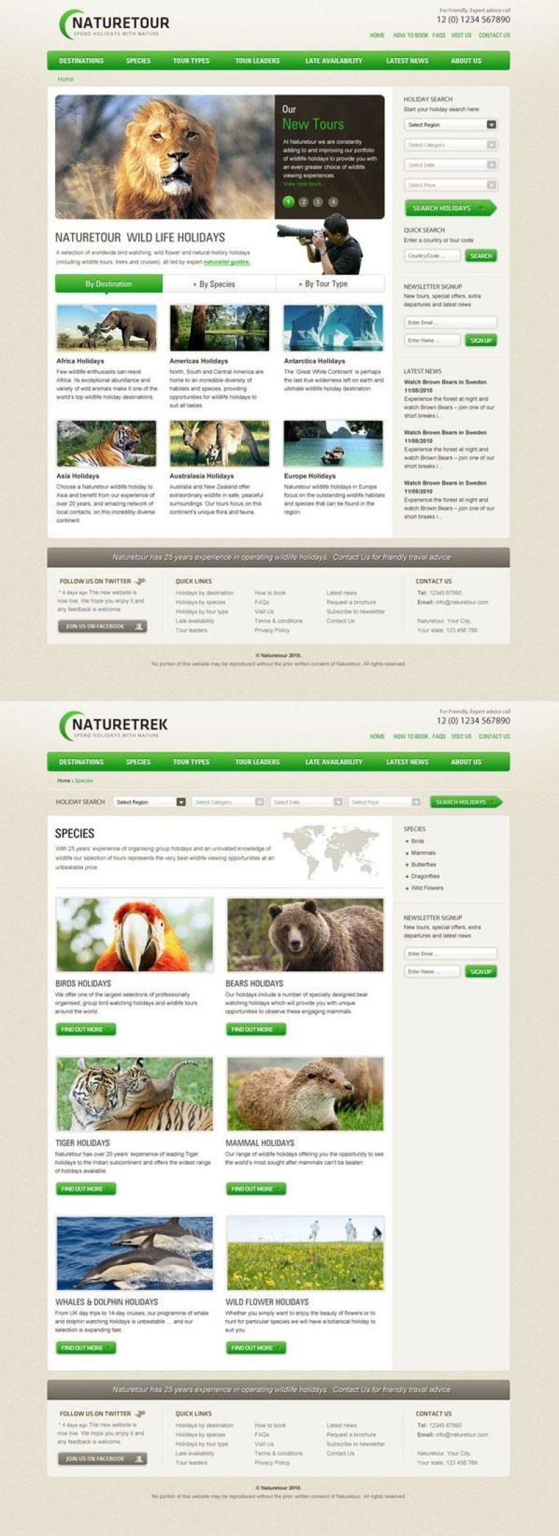 2版动物世界网页模板——psd分层素材