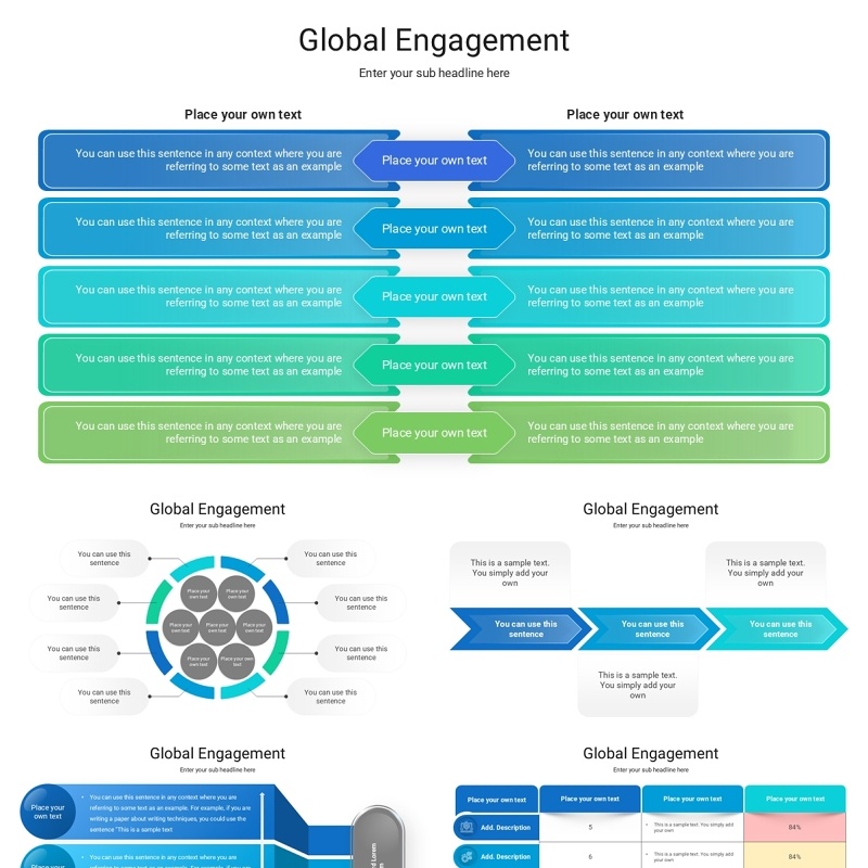 商业整体关系信息图表结构图PPT模板Global Engagement