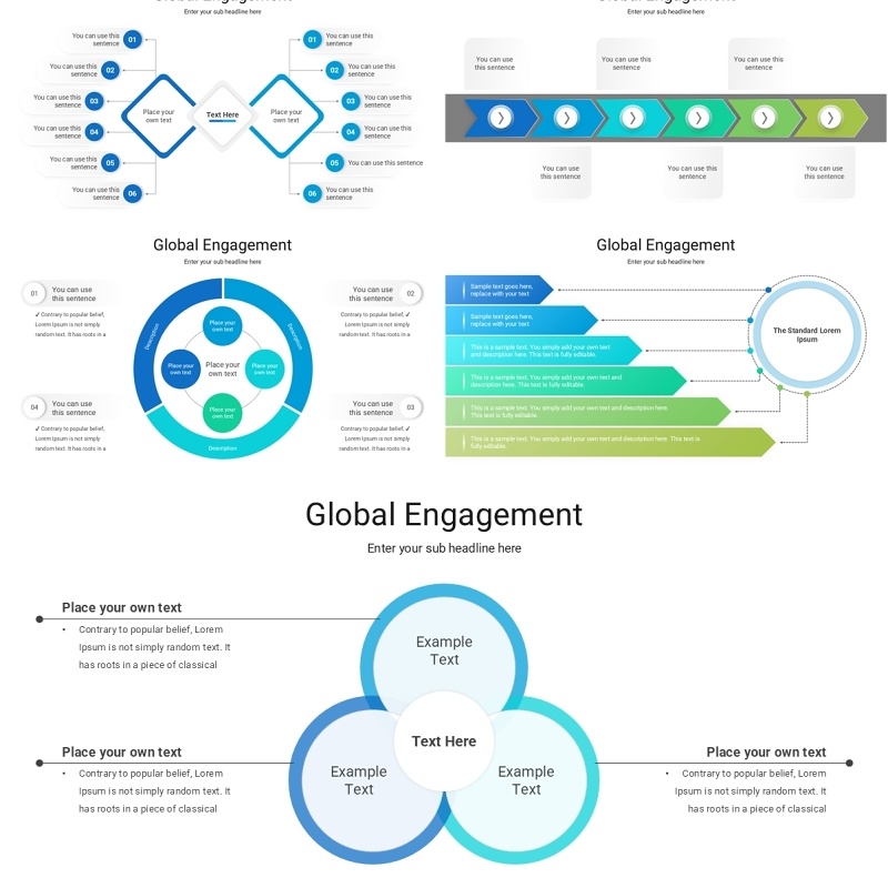 商业整体关系信息图表结构图PPT模板Global Engagement