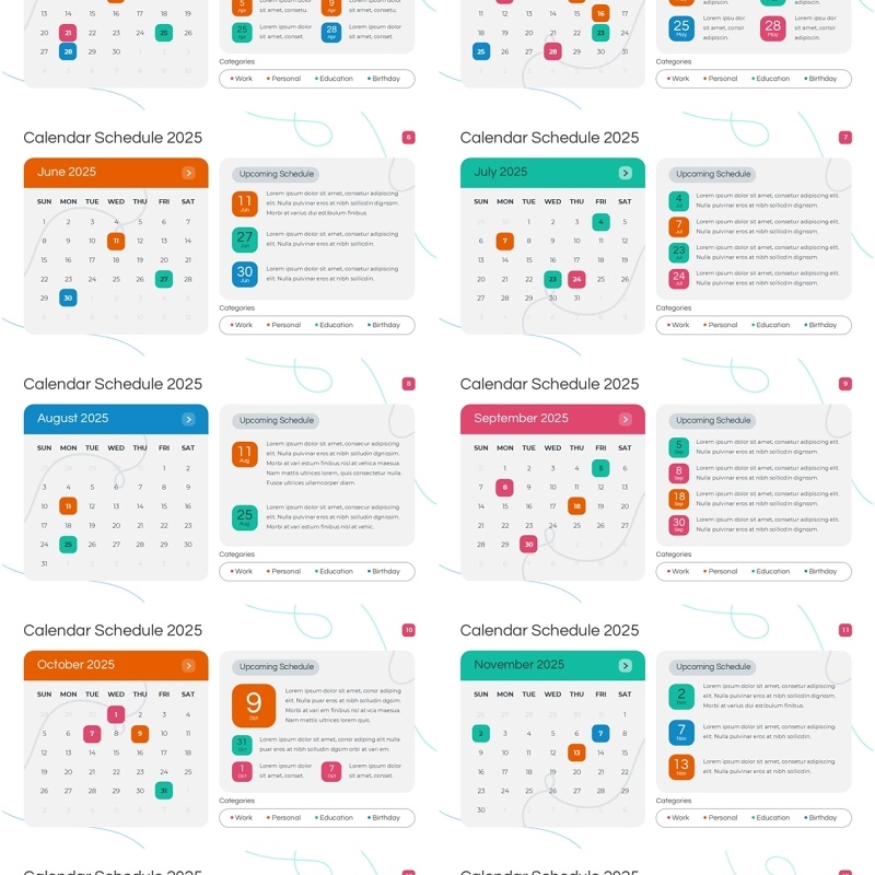 2025年日历日程表PPT模板Widescreen - Multicolor 3 Light