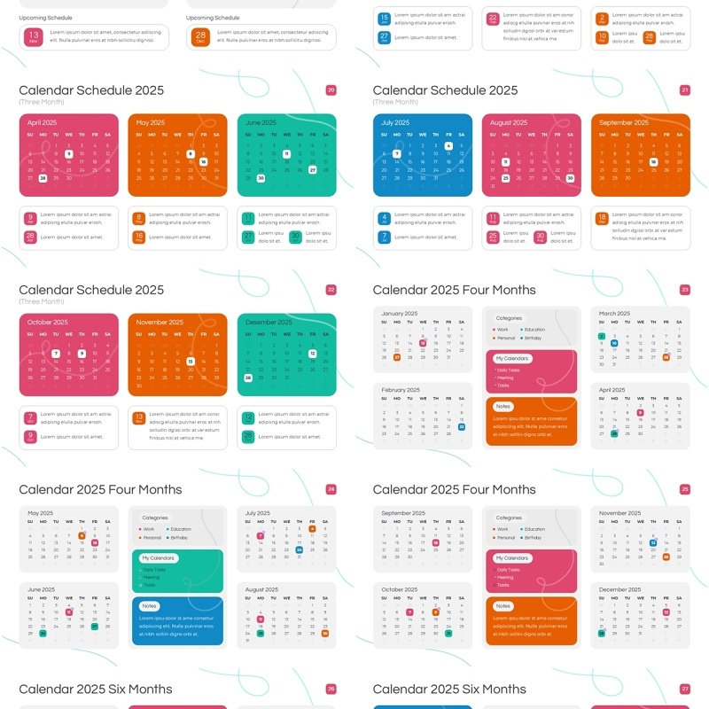 2025年日历日程表PPT模板Widescreen - Multicolor 3 Light