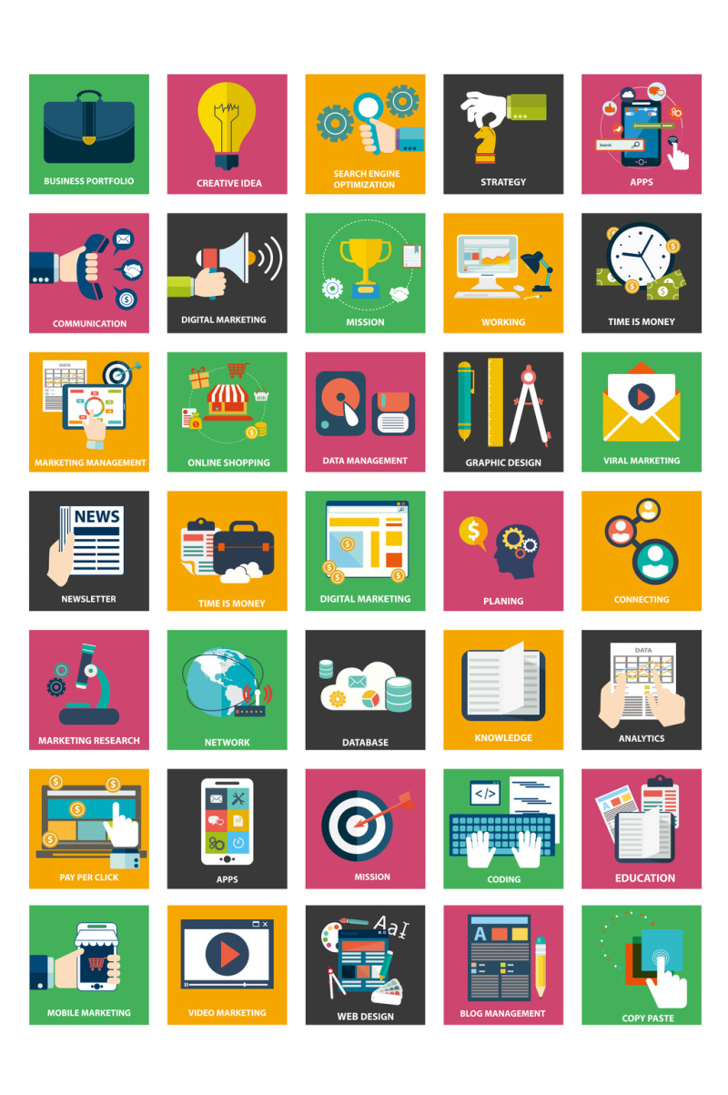 彩色教学图标矢量图