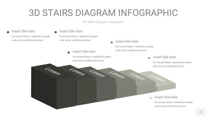 灰色3D阶梯PPT图表3