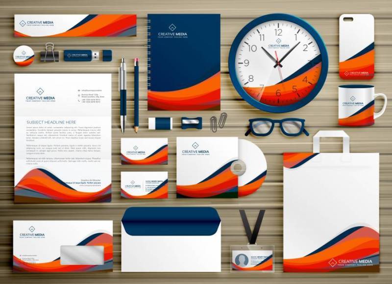 企业标识业务模板设计设置与橙色的蓝色