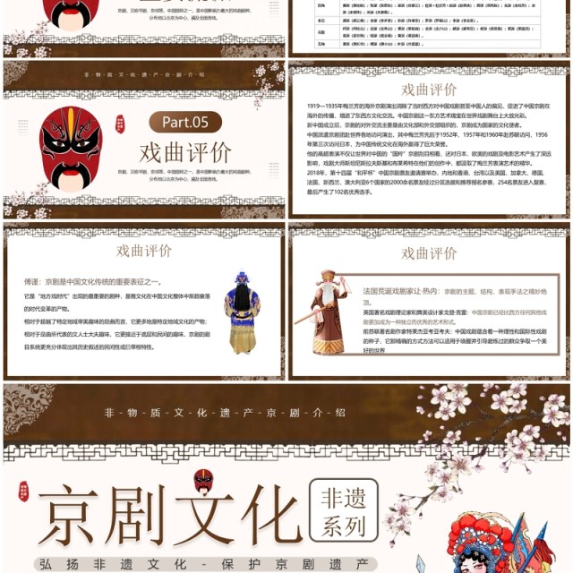 棕色中国风非遗系列之京剧文化介绍PPT模板 棕色中国风非遗系列之京剧文化介绍PPT模板