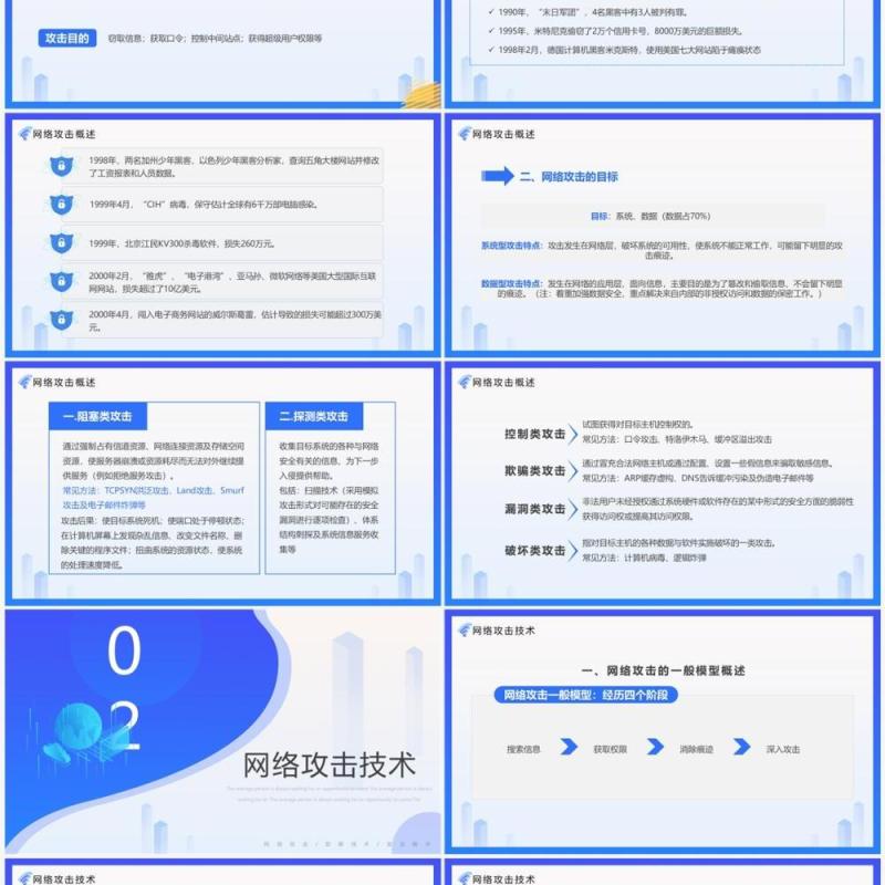 蓝色简约风网络安全技术培训PPT模板