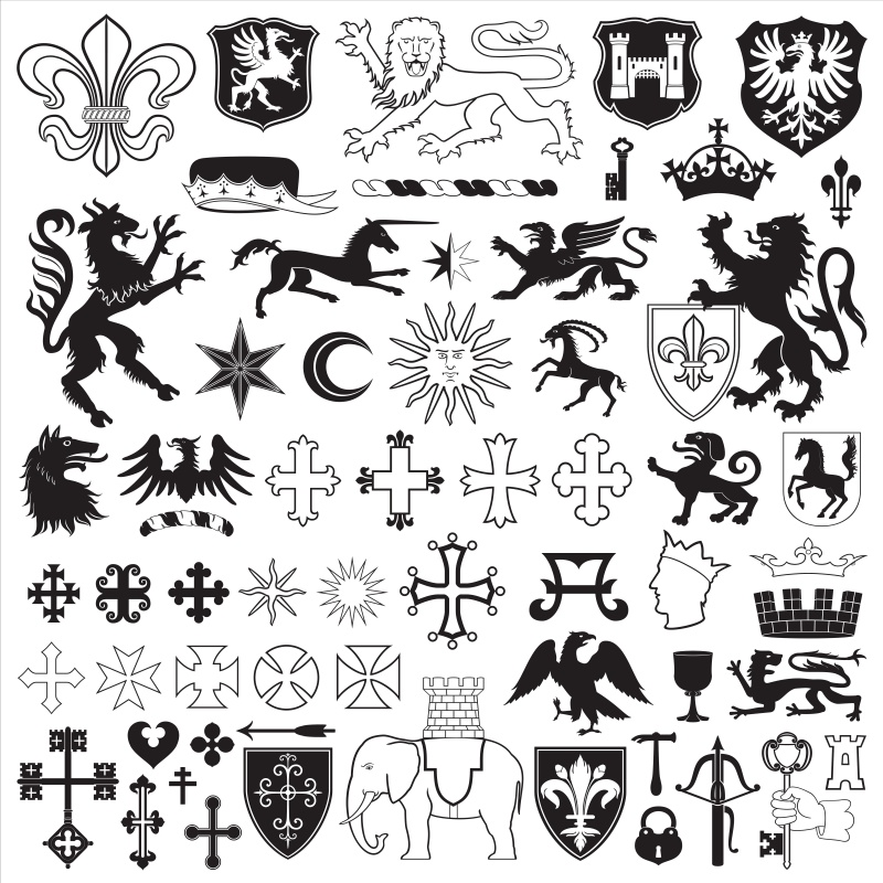 纹章轮廓与书法元素02