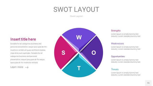 玫瑰紫SWOT图表PPT15