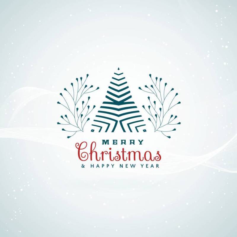 圣诞快乐美丽的名片设计与创意树