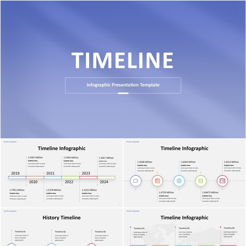 线形彩色时间轴PPT图表模板Timeline - Infographic Presentation Template