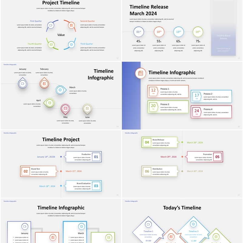 线形彩色时间轴PPT图表模板Timeline - Infographic Presentation Template
