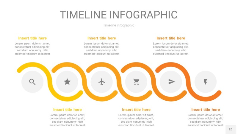 黄色时间轴PPT信息图20