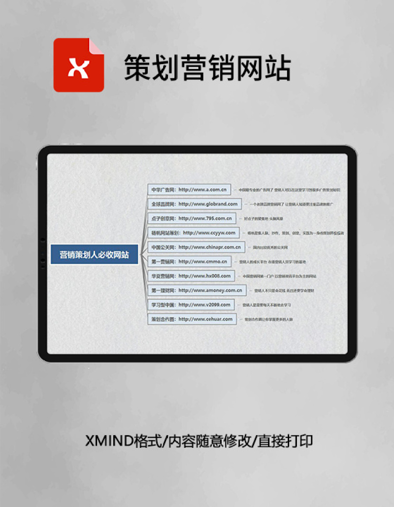 思维导图策划营销网站XMind模板