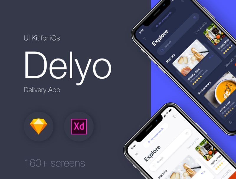 适用于iOS的交付UI工具包，内置Sketch＆XD。，Delyo iOS UI工具包