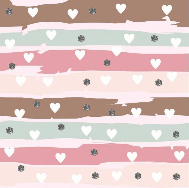 与心脏和闪烁六角形的抽象条纹样式