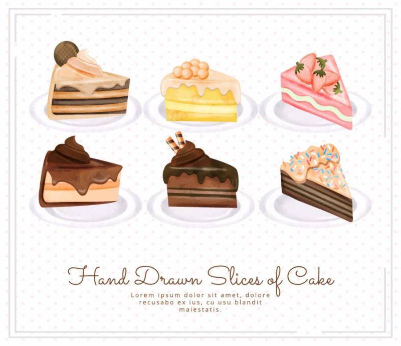 矢量手绘蛋糕片