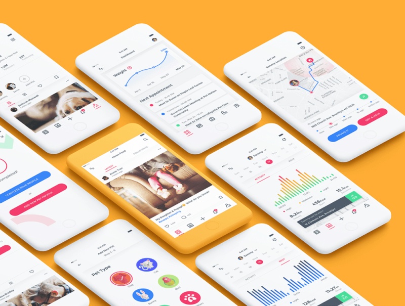 宠物社交网络和健康跟踪应用UI工具包，宠物爱好者