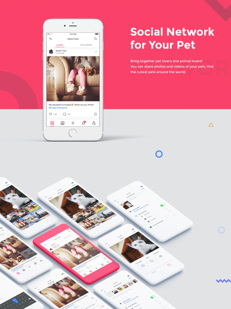 宠物社交网络和健康跟踪应用UI工具包，宠物爱好者