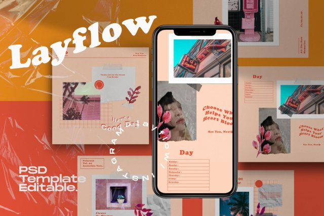 社交媒体模板移动端PSD界面设计素材Layflow - Instagram Social Media Template