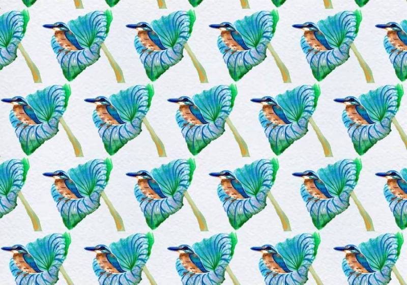  矢量鸟花无缝模式