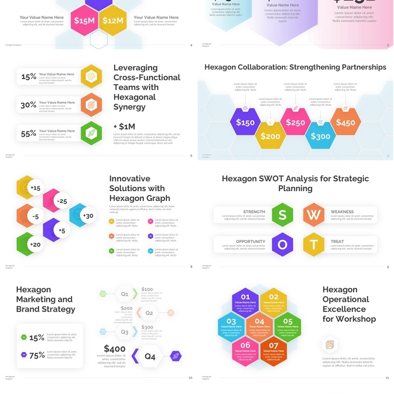 六边形信息图表PPT模板Hexagonal Diagram 六边形信息图表PPT模板Hexagonal Diagram