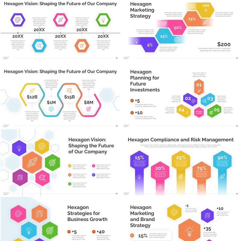 六边形信息图表PPT模板Hexagonal Diagram 六边形信息图表PPT模板Hexagonal Diagram