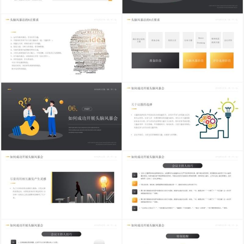 黄色简约风头脑风暴法培训课件知识PPT模板