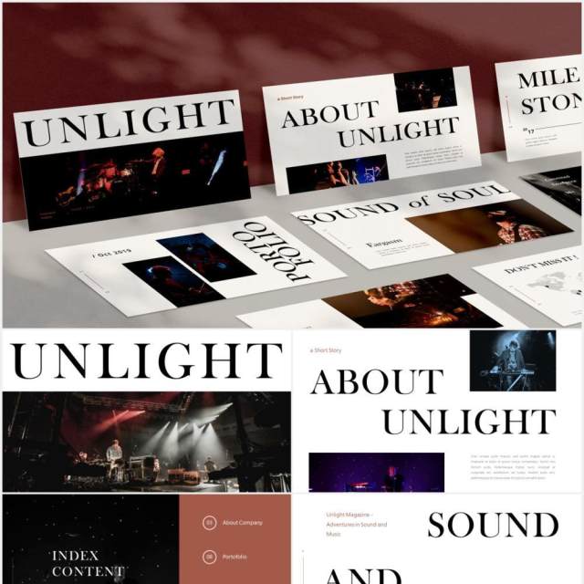 时尚简约图片排版设计摄影集展示PPT模板Unlight Powerpoint 时尚简约图片排版设计摄影集展示PPT模板Unlight Powerpoint
