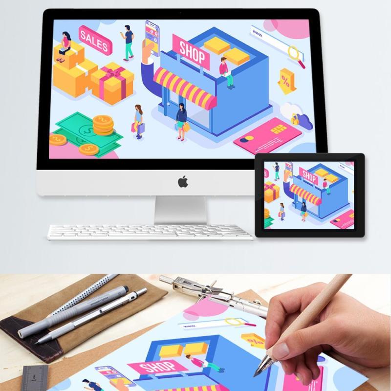 电商淘宝天猫购物促销活动2.5D立体插画AI设计海报素材38