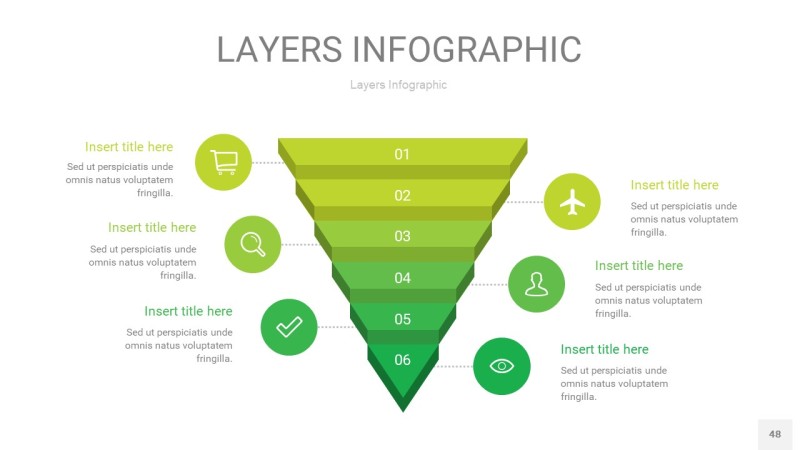 嫩绿色3D分层PPT信息图48