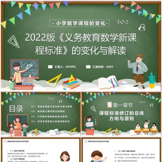 绿色黑板风2022版数学新课程标准PPT模板 绿色黑板风2022版数学新课程标准PPT模板